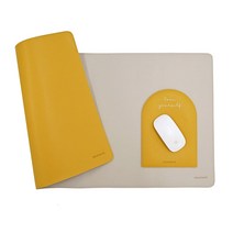 데코토닉 플레인레더 데스크매트 + 마우스패드 세트, C(웜그레이 + 머스타드, 머스타드)