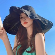 일본검은고무 썬캡 여성 여름 오버사이즈 챙 자외선 차단 썬캡 접이식 벙거지