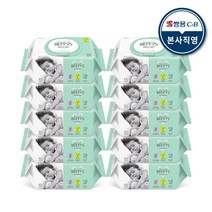 쌍용C&B 베피스 젠틀 소프트 물티슈 100매 x 10팩 비건물티슈 엠보싱 원단 병풀 추출물 저작극 안전한 물티슈, 10개