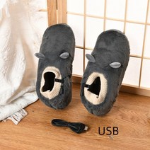 온열슬리퍼 USB 발 워머 온도 조절 가능 가열 탈착식 및 세탁 가능한 봉제 귀여운, Dark GY USB, 42-43