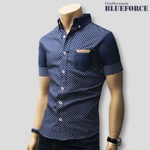 블루포스 코리아 토딘-스판 반팔 남방(JJNSM5) 남자셔츠 도트 패턴 셔츠