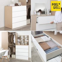 필웰앨빈깊은4단서랍장1000, 화이트+메이플