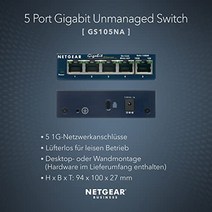 NETGEAR GS105GE LAN 스위치 5포트 네트워크 스위치(플러그 앤 플레이 기가비트 스위치 LAN 분배기 LAN 분배기 이더넷 허브 팬리스 금속 하우징 ProSAFE 평생 보증) 파란색 -13664