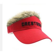 CRESTGOLF 골프모자 썬캡 탈부착 가발 모자 55-60cm, 레드+브라운
