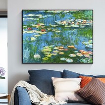 대형 DIY 보석십자수 모네 수련 구슬 비즈 큐빅 십자수 집순이 취미 태교, 90 × 70cm