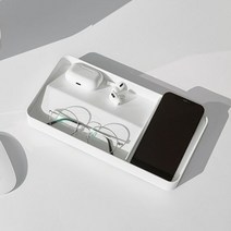 미니멀 디자인 책상 필기구 사무용품 정리 양면 트레이, 화이트