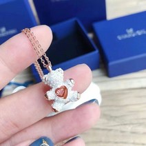 스와 로브 스키 곰 목걸이 여성 하트 크리스탈 테디 베어 가벼운 고급 틈새 쇄골 체인 펜던트 쥬얼리