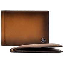 Daniele Rosadi - 풀 그레인 가죽 남성용 지갑 머니 클립이 있는 바이폴드 브라운 카드 및 현금 홀더가 슬림 전면 포켓 지갑 세련되고 세련된 클래식 바이폴드 천연 가