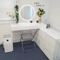 원마인드 비비 와이드체스트+입식ㄱ자받침대 화장대겸책상, 비비 와이드체스트+입식받침대/화이트