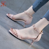 셀럽당 여성 하이힐 샌들 3.5CM 일자밴드 스틸레토 여름 힐
