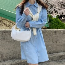 [바보사랑] 겟잇미 허리 핀턱 스트라이프 카라 원피스 머플러 SET[겟잇미]
