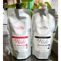꾸에롱 와이드 노멀 펌제 미용실 파마약 매직약 곱슬머리 스트레이트 1제 2제 각500ml