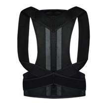 거북목 교정 교정기 자세 일자목 목 굽은등 어깨 밴드 조정 가능한 성인 코르셋 등 기 치료 요추 지지대 척추 지원 벨트 남성 여성, 검은 색, L
