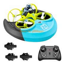수중드론 워터 랜드 에어 수륙 양용 방수 원격 제어 호버크라프트 보트 2.4G 3 In 1 360 회전 롤 태도 홀드 헤드리스 RC 드론, [05] Green 3Battery