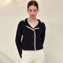 얀써틴 얀써틴 RIBBED COLLAR CARDIGAN_NAVY (8199413)
