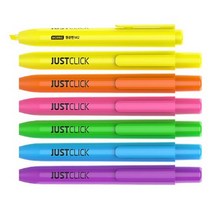 모리스 노크식 형광펜M2 JUSTCLICK 원터치 형광펜(1자루)색상선택, 1개, 하늘색