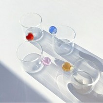피어몰 구슬 손잡이 포인트 내열 머그컵 미니 유리컵 100ml, 블루