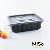 M-1923F 사각찜 JW 일회용족발용기 일회용보쌈용기 사각찜포장 50세트, 흑색 50세트