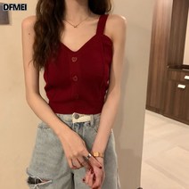 DFMEI 니트 나시 여 민소매 펀칭 상의