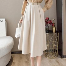 여자 플레어 롱 미디 스커트 직장여성 코디 데일리 스커트
