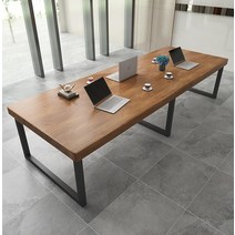 길고 단단한 원목 회의 테이블 의자 6인 8인 10인 회의실 회사 스터디 카페 대형, 길이140너비60높이75CM