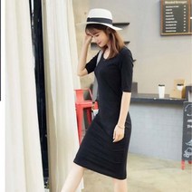 조르지오 여성 캐주얼 데일리 편한 글라딘 7부소매 미디원피스