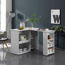 다움 ㄱ자확장형 아일랜드식탁 홈바 렌지대 수납장, B타입 화이트 전면 좌
