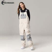 RichMagic 멜빵 스키바지 바람막이 방수 스키복 점프슈트 남녀 야외 스키 장비