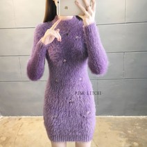 [PINK LITCHI]여성 가을 겨울 니트 롱 원피스 슬림핏 원피스 TSfei905ZZS6