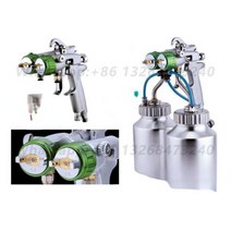 농약분무기 농약살포기 나노 크롬 페인트 분무기 듀얼 헤드 공압 13mm 더블 노즐 스프레이 건 압력 피드, With 2 Pcs Tank