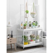 행잉 꽃집 진열대 꽃다발 식물 화단 보관 걸이대 가게, 블랙 120cmx50cmx100cm (3단)