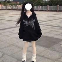 후드 집업 고딕 하라주쿠 지퍼 여성 몰 고스 탑 일본 스트리트웨어 스웨터 풀오버 봄가을