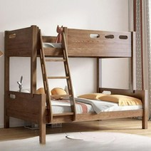 유아용2층침대남매침대 형제 어린이 2층 벙커침대, 이층사다리+서랍장+책장+매트리스(통나무색상)
