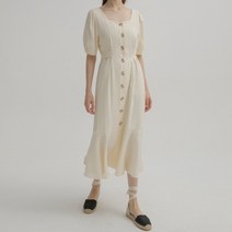 [나인] 스퀘어넥 퍼프 벨티드 원피스