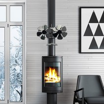 티타늄 화목난로 거꾸로타는 주물 스텐 캠핑용 실내 화목난로 스토브 팬 6 블레이드 더블 헤드 나무 굽기 스토브 팬 고효율 굽기 스토브 히터 팬 방열 친환경, 없음