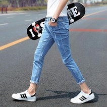 kirahosi 멋진 남자 데미지 데님 팬츠 슬림 오버핏 찢어진 청바지 552호+덧신증정 CBq6pdnd