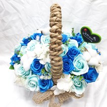 영하우스 생일꽃바구니 비누꽃 축하꽃 개업꽃 해바라기꽃 기념일 부모님 생신선물 어버이날 꽃바구니 생신 환갑꽃 칠순꽃바구니 팔순꽃 승진꽃 꽃배달 선물, 장미수국꽃바구니 블루+축하합니다