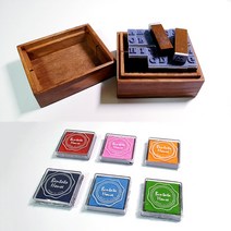 알파벳 도장 스탬프 세트 숫자 기호 다꾸 다이어리 꾸미기, 3.알파벳(대문자)+숫자/기호+미니잉크패드6개