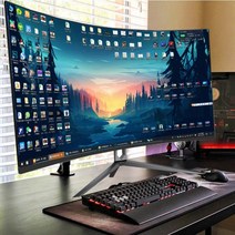 32인치 곡면 LCD 모니터 컴퓨터 27 대형 화면, 공식 규격, 우아한 블랙 27인치 곡면