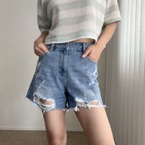 부담없이 입기좋은 데미지 구제3부 숏팬츠 난스판 청반바지