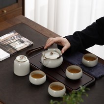 엔틱 수공예 보이차 다기세트 흑단목 티트레이 티포트 찻잔세트 다도용품, B타입 다기세트, 1개