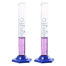 Uxcell 붕규산 유리 눈금 실린더 10ml 측정 과학 테스트 튜브 비커 단일 미터법 블루 헥스 베이스 플라스크 실험실 가정용 2개