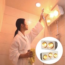 나노전자 욕실난방기 화장실 히터 목욕탕 온열기 사무실 난로 전열기 온풍기 난방기구, 2구(적색)