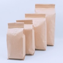 바이올팩키지 커피봉투 크라프트 M자봉투 100매 아로마밸브 미부착, 200g