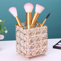 크리스탈 메이크업 ORGANIZER 금속 수납 박스 유럽 스타일의 눈썹 연필 립스틱 홀더 브러쉬 화장품, A  11x10x10cm|미국