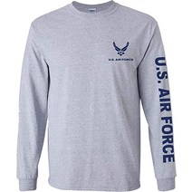 미 공군 긴팔 티셔츠. 네이비 블루 또는 스포츠 그레이