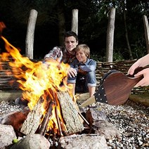 미니화목난로 소형 중형 경량 접이식 캠핌용 미니 빈티지 나무 수동 수제 공기 송풍기 팬, 갈색