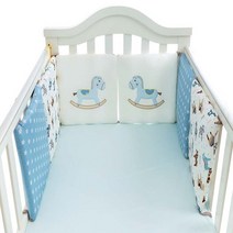 유아용 코튼 침대 만화 범퍼 소년 소녀 침구 보호대 6 개 30x30cm, [02] blue horse