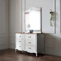 피어젠 벨라 6단 서랍장 빈티지화이트(거울미포함), 빈티지화이트