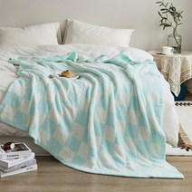 쇼파커버 쇼파타월 타올 패드 담요 극세사 REGINA 브랜드 다운 체커보드 격자 무늬 푹신하고 부드러운 캐주얼 소파 TV 던지기 방 장식 침대 침대보 이불, 18.ice blue - 150x200cm